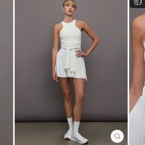 Port de Bras Sleeveless White Mini Dress with Waist Tie